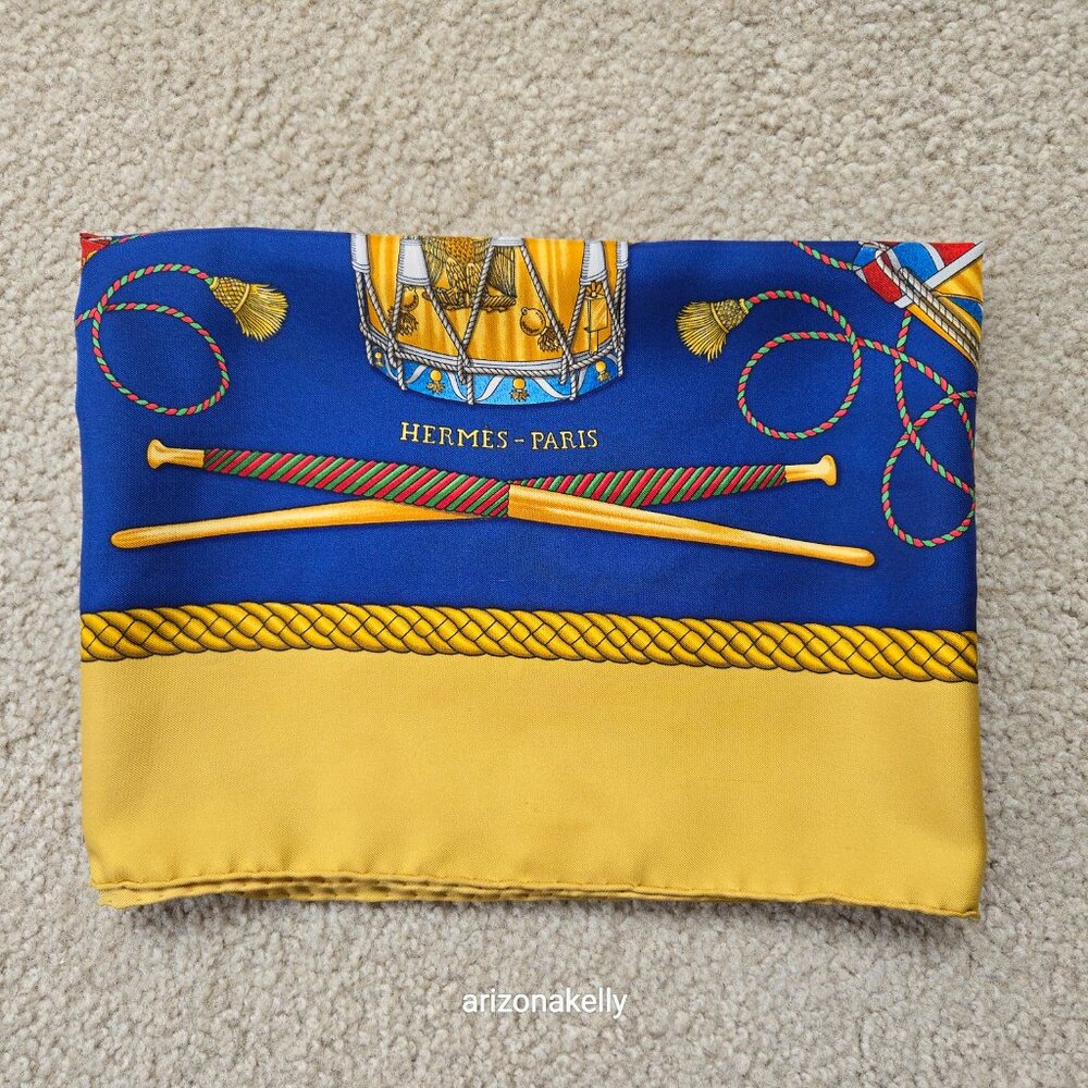 Hermès 'Les Tambours' Silk Scarf Gold Yellow - Picture 15 of 15